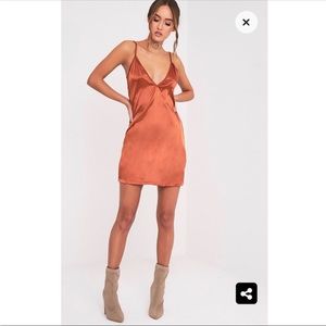 NWOT Pretty Little Thing Plunge Satin Slip Dress